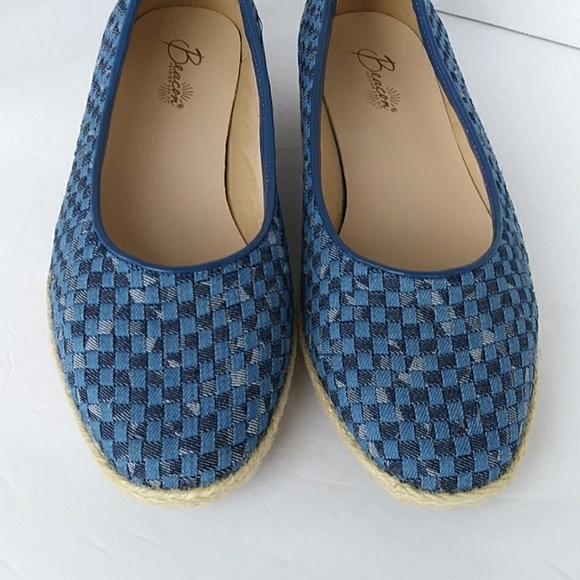 NWOT Beacon Espadrille JuteWrapped Wedge Shoes 8W Blue - Picture 3 of 16